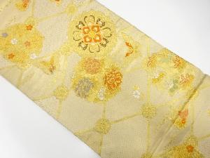 アンティーク　華文に蝶・斜め格子模様織り出し袋帯(材料)